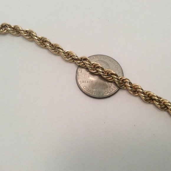 14K YELLOW REAL GOLD ROPE UNISEX BRACELET 7 1/2 INCH 5.30MM 8.60GRAMS - Picture 3 of 8